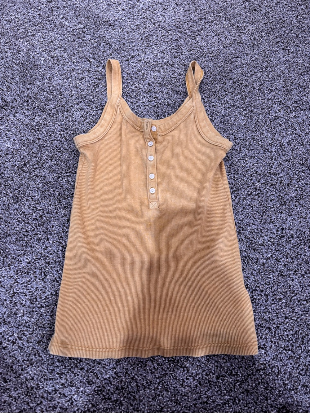 Aerie Ribbed Henley Tank Top in Camel